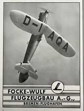 Vintage Print Ad Focke Wulf Airplane Flugzeugbau Bremen Germany 1930's picture