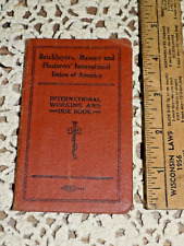 Vtg 1931-35 WorK& DUES BOOK Bricklayers Masons &PLasTerers Int Union of America picture