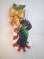 Danbury Mint Christmas ornament Dachshund Dog 2017 Candy Cane New In Box picture