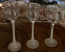 Lot Of 3 ~ Party lite Style Candleholders Frosted Glass picture