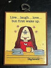 Vintage CATHY Cartoon Wall Plaque 80s Sign Live Laugh Love Free Fast Shipping picture