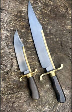 2 Pcs Handmade 1075 Carbon Steel Alamo Musso BOWIE knifes with LEATHER SHEATH picture