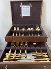 Vintage Supreme Cutlery Flatware Gold Plated Towle Silver Co Set 46 Pieces picture