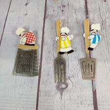 3 Vintage Chef Refrigerator Magnets: Cheese Grater, Spatula & Fork 3.5