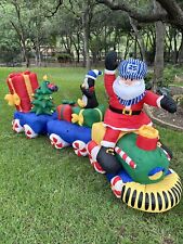 Air Blown Inflatable Christmas Train Santa & Penguins 11 Ft. FAN MOTOR WORKS picture