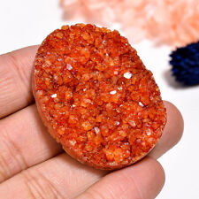 116 Cts. Natural Orange Druzy Oval Cabochon Loose Gemstone 40X31X10 mm picture