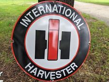 LARGE VINTAGE INTERNATIONAL HARVESTER TRACTOR PORCELAIN METAL FARM SIGN 30