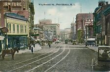 PROVIDENCE RI - Waybosset Street Showing Horses and Carriage and Trolley picture