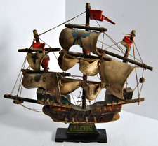 Vintage Hand Crafted FALCON Pirate Ship model on Stand Display Deco OOAK picture