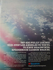 1989 PUB BF GOODRICH AEROSPACE BOING 747-400 CARBON BRAKES ORIGINAL AD picture