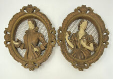 Set 2 VTG Universal Statuary Wall Sculptures Colonial Man & Woman 10.75x14.25 RL picture