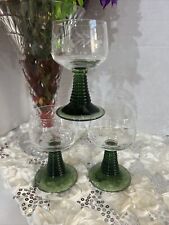 Set of 3 VTG Luminarc Green Beehive Stem Glasses Cordial Goblet France 5.25” picture