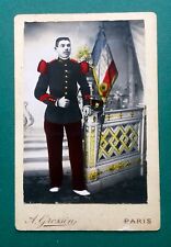 CDV PHOTO Colorful Hand Tinted Coloring Military Antique Flag Alts Photo picture