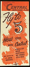 1954 CENTRAL AIRLINES BROCHURE RED FLY TO 5 NEW CITIES WITH CENTRAL picture