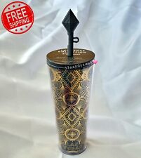 Starbucks 2023 Las Vegas Collection Diamond Straw Topper Black Gold Cold Cup 24 picture