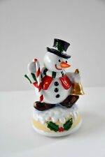 Vintage  Christmas Ceramic Frosty The Snowman Wearing top Hat  Music Box 1974 picture