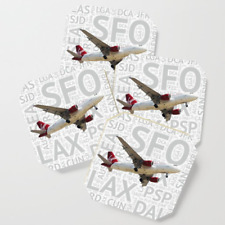 Virgin America Airbus A-319 with Airport Codes - Drink Coasters picture