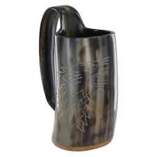 Norse Viking The Hooded Raven Tankard Fenrir Engraved Drinking Horn Mug picture