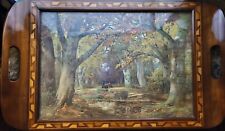 Vintage Butterfly Wing Art Wood Inlaid Tray Bill Mitchell Signed Artist picture