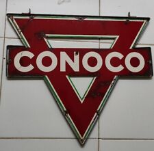 Vintage Conoco Porcelain Triangle Sign DOUBLE SIDE  picture