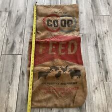 VTG COOP FEED Kansas City Missouri Advertising Burlap Feed Sack Farmhouse Rustic picture