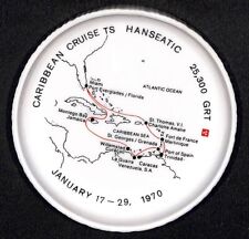 Caribbean Cruse TS Hanseatic Hamburg AL 1970 Ceramic Tip Tray w/ Route Map VGC picture