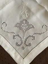 Antique French handkerchief, Hand embroidered with Count Crown & Initials MS picture