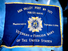 vtg 1958 VFW Veterans Hall Flag Banner Ark Valley Park City Kansas KS 50x66 picture