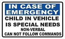 5in x 3in Child Is Special Needs Non-Verbal Magnet Car Vehicle Magnetic Sign picture