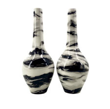 2x Black and White Contemporary Vases | Ceramic | Vintage picture