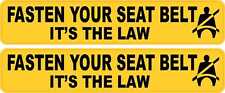 5in x 1in Yellow Fasten Your Seat Belts Vinyl Stickers Car Vehicle Bumper Decal picture