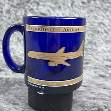 Vintage CONTINENTAL AIRLINES Coffee Mug 1995 Blue Cobalt 757 Gold Print picture