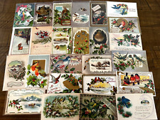 Lot of 25 Antique~CHRISTMAS & NEW YEAR  POSTCARDS with Birds-In Sleeves~h950 picture