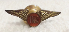 Vintage TWA Airlines 75th Anniversary Mini Orange Enamel Pilot Wings Lapel Pin picture