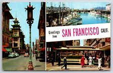 1958 Chinatown Fishermans Wharf Cable Car San Francisco California CA Postcard picture