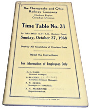 OCTOBER 1968 C&O CHESAPEAKE & OHIO CANADIAN DIVISION EMPLOYEE TIMETABLE #31 picture