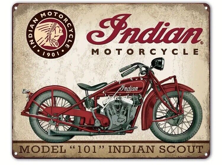 Indian Motorcycle-Vintage Tin Sign 8 x 12