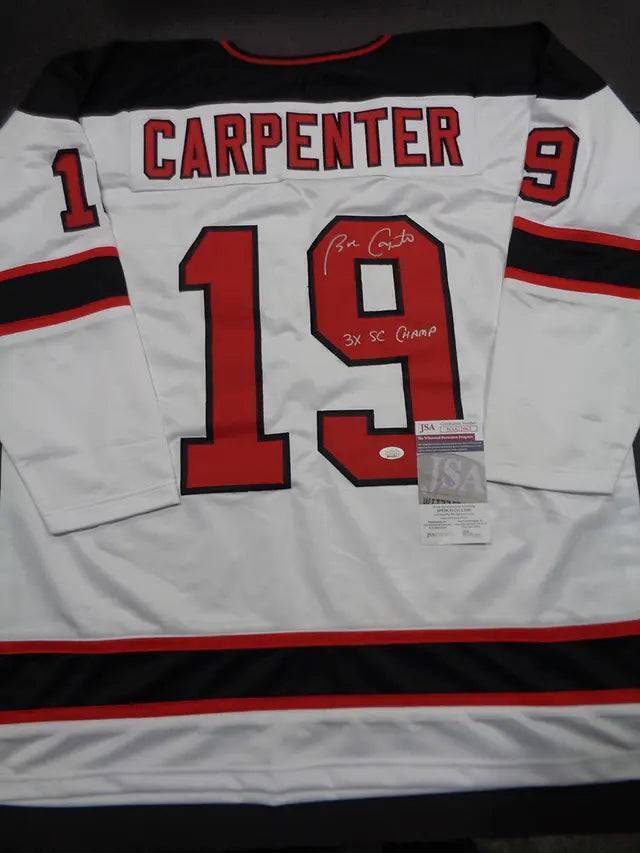Bobby Carpenter New Jersey Devils Autographed & Inscribed Custom Hockey Style Je
