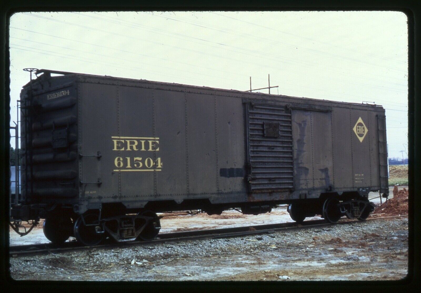 Railroad Slide - Erie #61504 Box Car 1973 Atlanta Georgia Vintage Freight Train