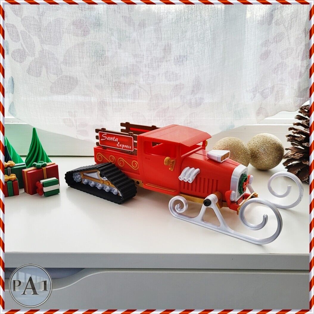 Santas Hot Rod with Tracks Christmas Sled Unassembled DIY Grey Model kit