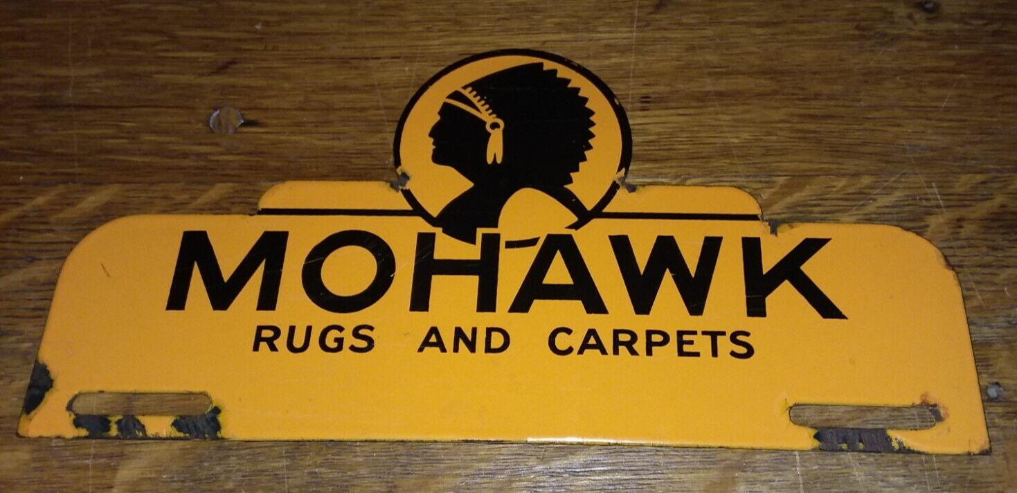 1930\'s-40\'s MOHAWK Rugs and Carpets porcelain license plate topper