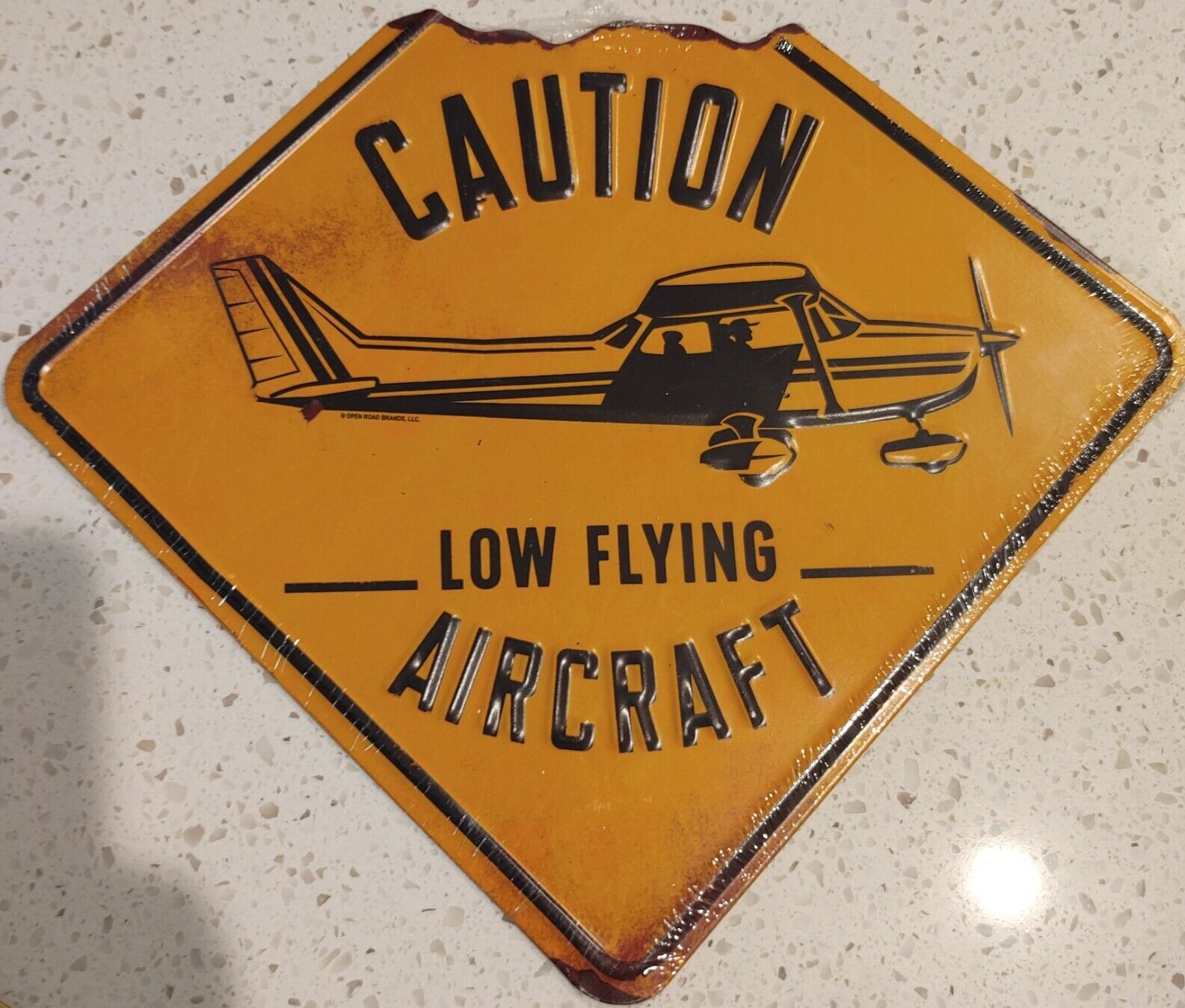 Caution Low Flying Aircraft Metal Tin Sign Vintage Garage Cessna 172 Airplane