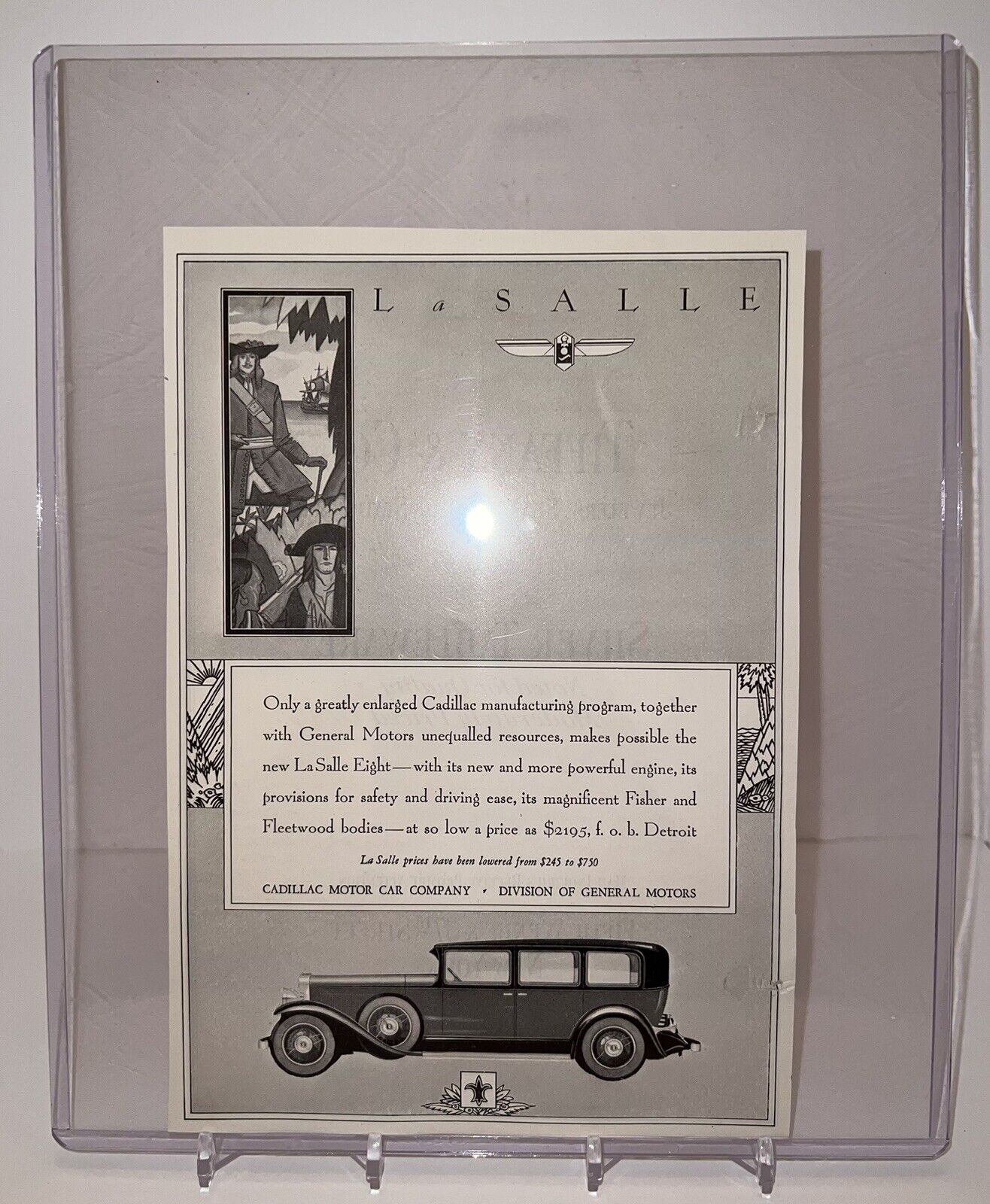 VINTAGE 1930 CADILLAC CAR AUTO GENERAL MOTORS VINTAGE ART BACK TIFFANY & CO. AD