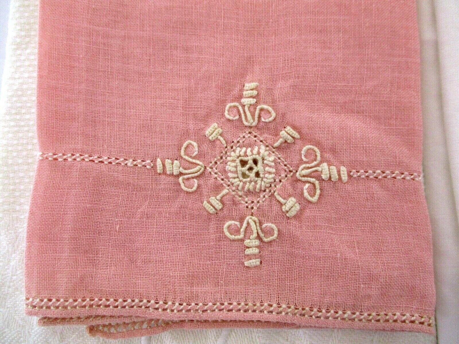 Napkin Handmade Vintage Pink Cutwork Embrodered