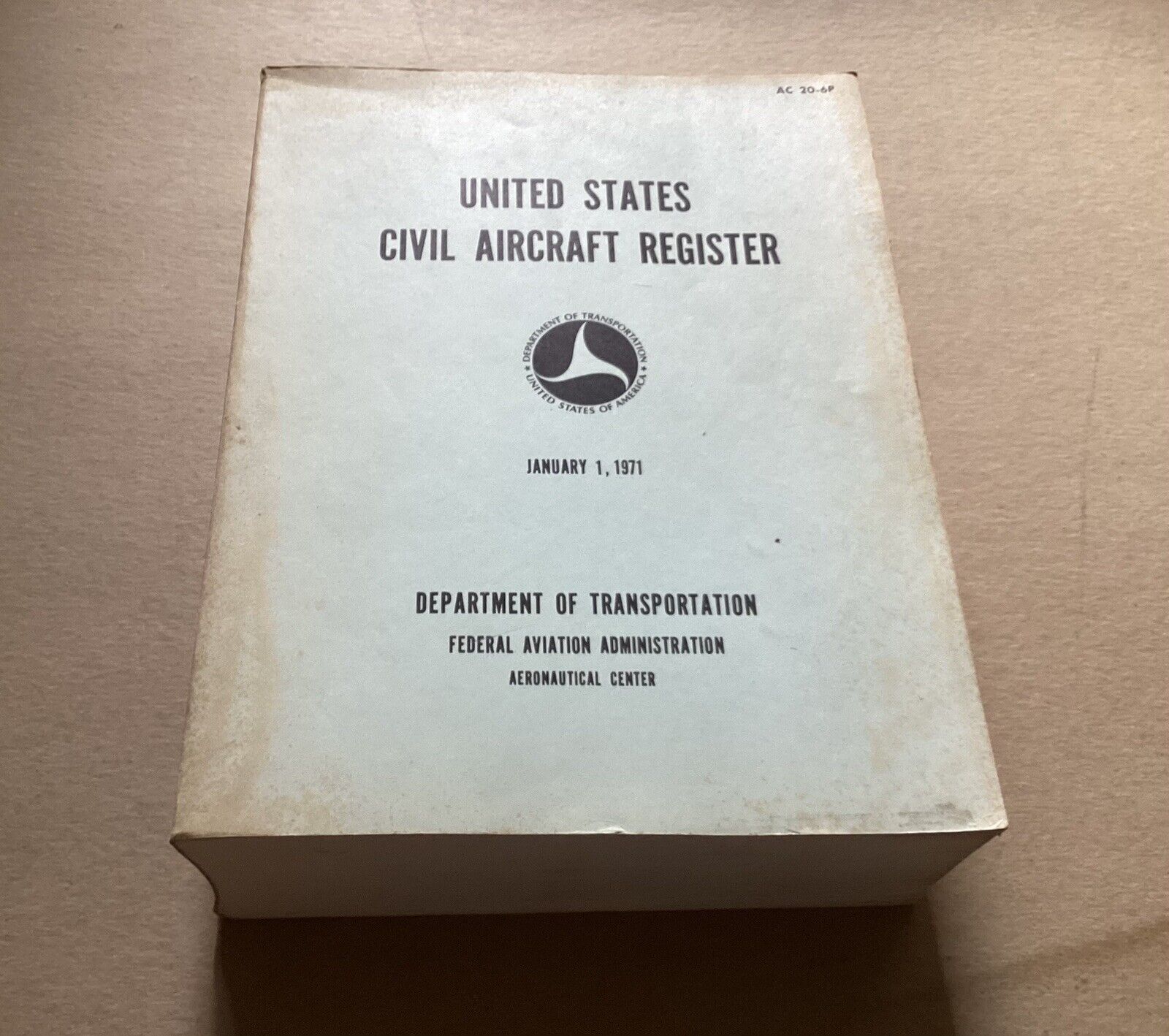 VTG Rare 1971 United States Civil Aircraft Register Book, Large, 6+ pounds