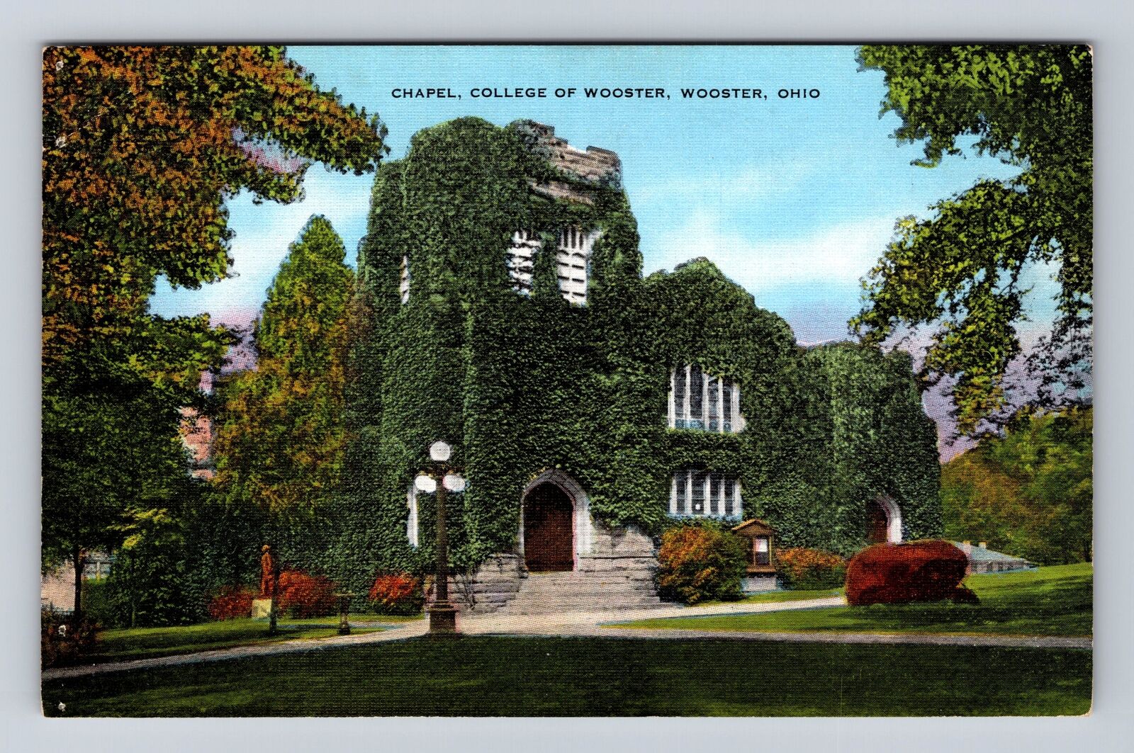 Wooster OH-Ohio, College of Wooster, Campus Chapel, Antique Vintage Postcard