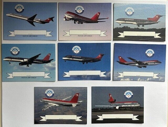 Northwest Airlines Aircraft Pilot Trading Cards - Lot of 8