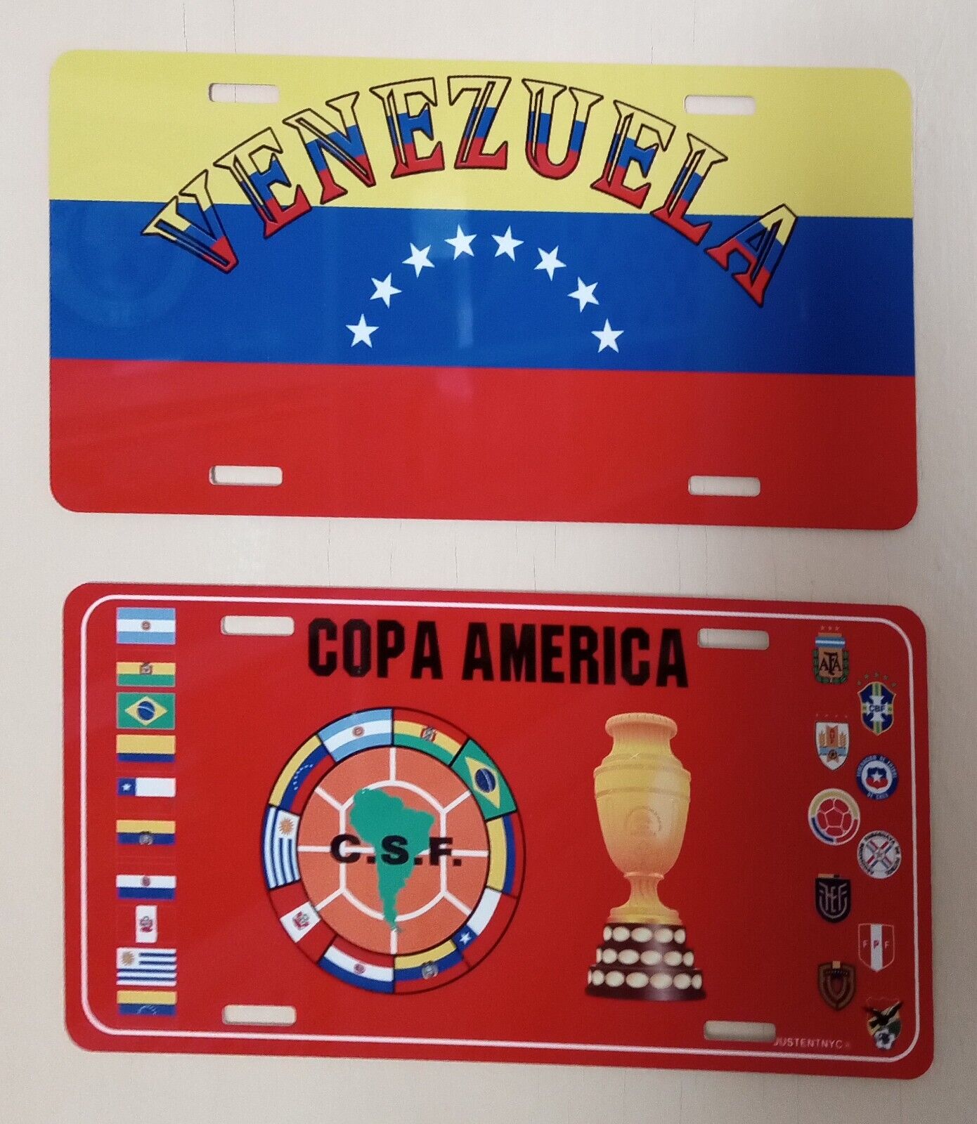 2 VENEZUELA GIFTS: 1 VENEZUELA LICENSE PLATE + 1 COPA AMERICA LICENSE PLATE $30