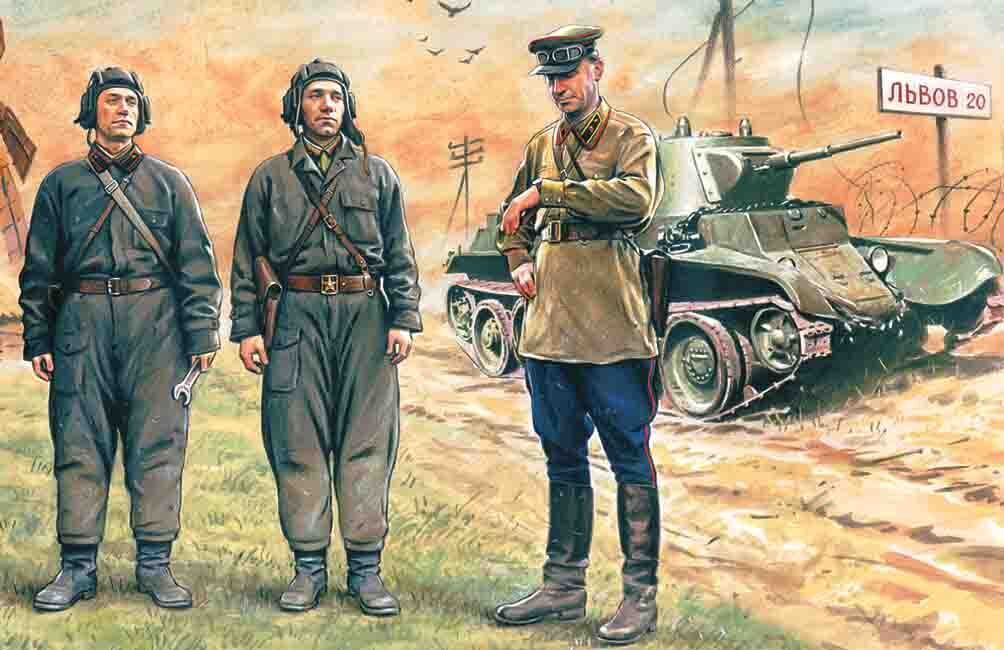 ICM Soviet Tank Crew (1939-1942) (3 figures - 1 officer, 2 tankmen)