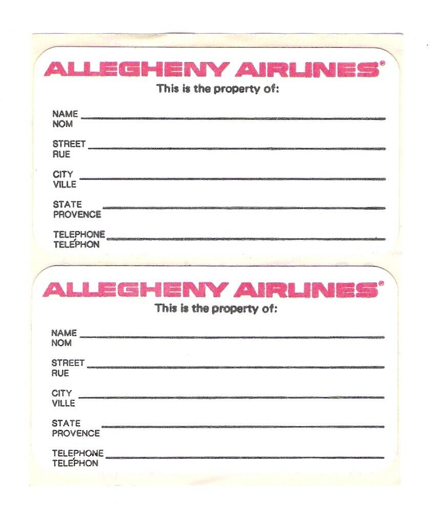 Allegheny Airlines Luggage Stickers